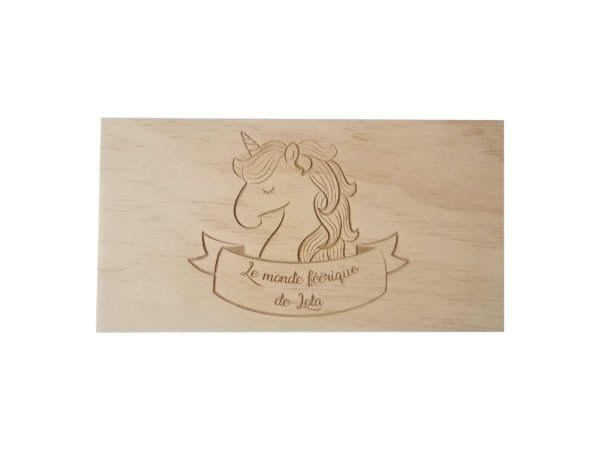 Boite en bois cadeaux personnalisée Le Havre Les BAM Licorne fille