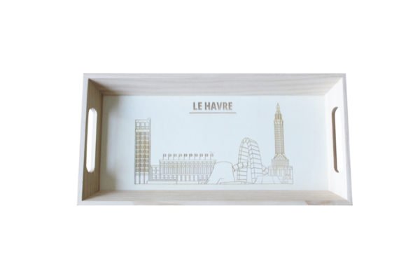 Boite en bois cadeaux personnalisée Le Havre Les BAM Plateau skyline